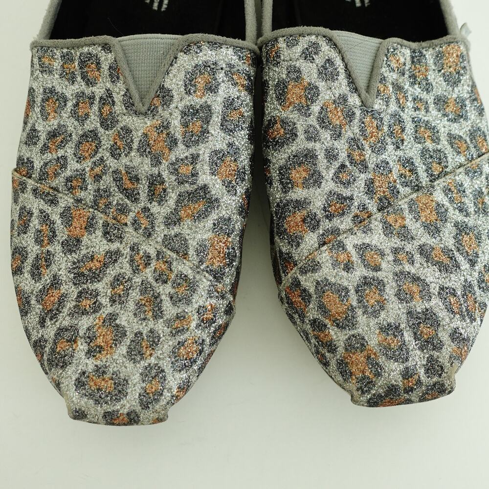 Toms Womens Glitter Cheetah Print Classic Slip-On Shoes Round Toe Gray Size 9.5 - Picture 3 of 7
